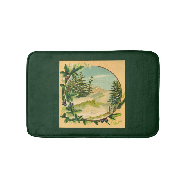 Rustic Mountain Scene Bath Mat (Front)