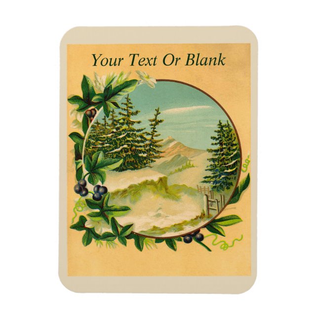 Rustic Mountain Scene Magnet (Vertical)