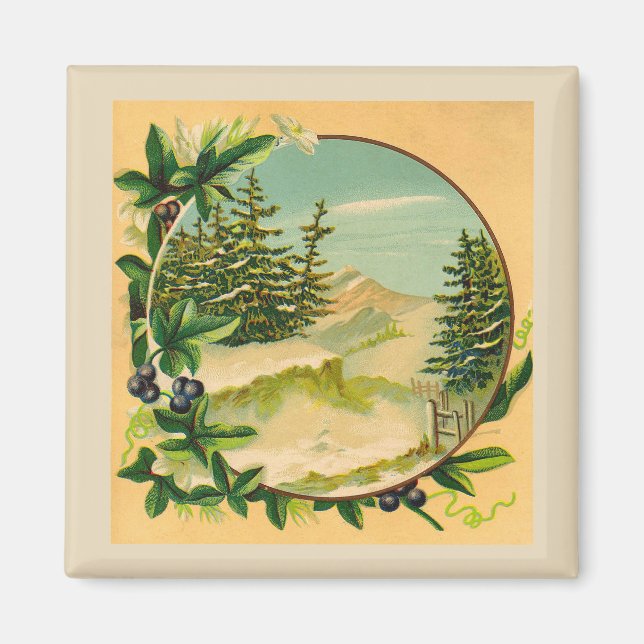 Rustic Mountain Scene Magnet (Front)