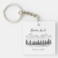 Rustic Mountain Sketch Woodland Pine Wedding