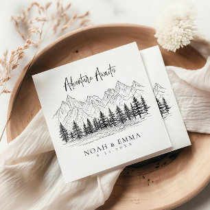 Rustic Mountain Sketch Woodland Pine Wedding Napkin