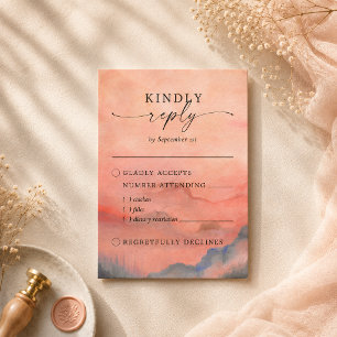 Rustic Mountain Sunset Watercolor Meal Choice RSVP Card