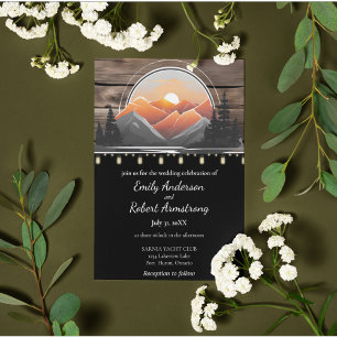 Rustic Mountain Valley Forest Sunset Nature Invitation