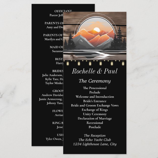Rustic Mountain Valley Forest Sunset Wedding (Front/Back)