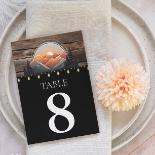 Rustic Mountain Valley Forest Sunset Wedding  Table Number