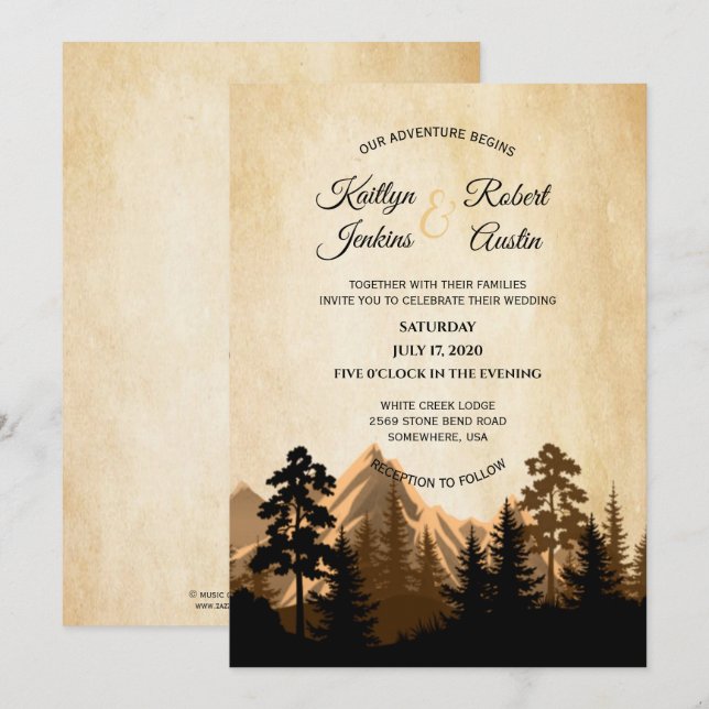 Rustic Mountain View Wedding Invitation (Front/Back)