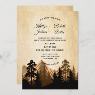 Rustic Mountain View Wedding Invitation