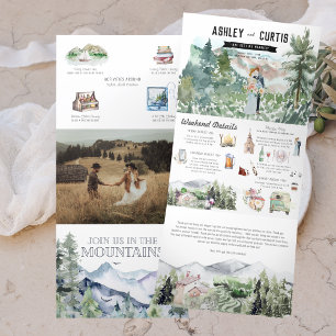 Rustic Mountain Vineyard Wedding Tri-Fold Invitation