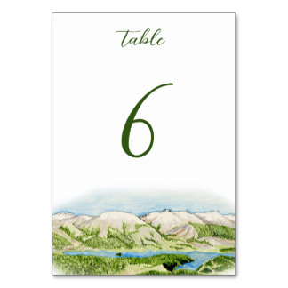 Rustic Mountain Watercolor Wedding table numbers