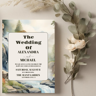 Rustic Mountain Waterfall Boho Wedding Invitation