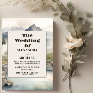 Rustic Mountain Waterfall Boho Wedding Invitation