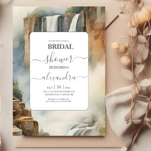Rustic Mountain Waterfall Bridal Shower Invitation