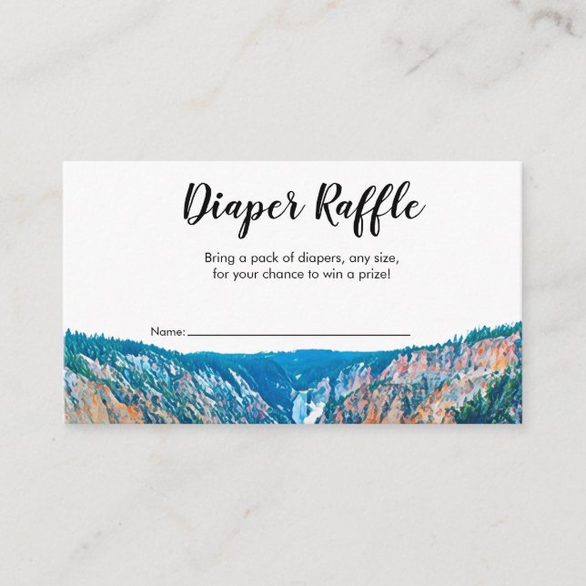 Rustic Mountain Waterfall Diaper Raffle Enclosure Card (Front)