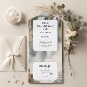 Rustic Mountain Waterfall Wedding All In One Invitation