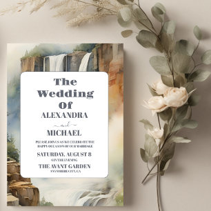 Rustic Mountain Waterfall Wedding Invitation