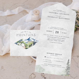 Rustic Mountain Wedding All in One Wedding Invite