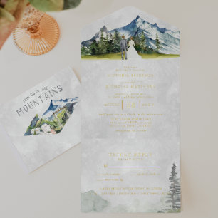 Rustic Mountain Wedding All in One Wedding Invite