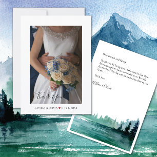 Rustic Mountain Wedding Flat Photo Thank You Card