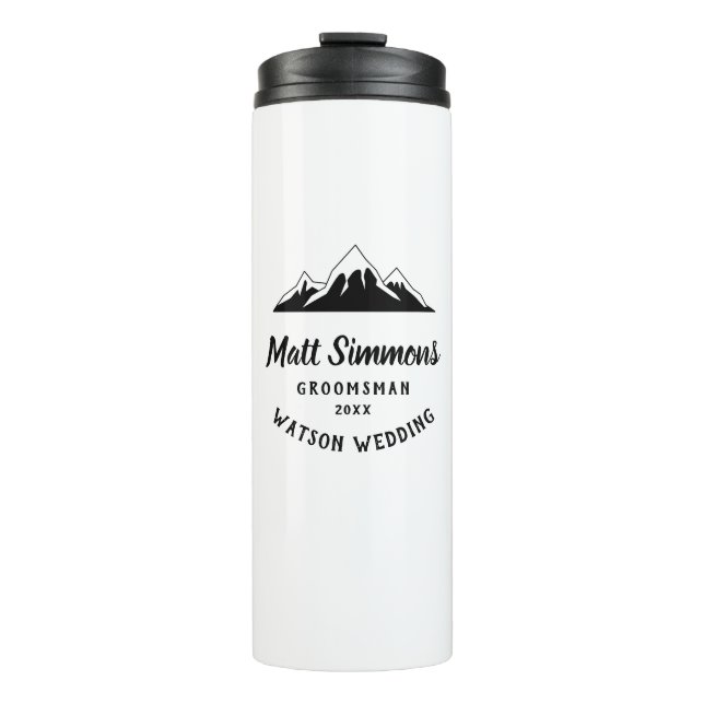 Rustic Mountain Wedding Groomsman Gift Modern Cool Thermal Tumbler (Front)