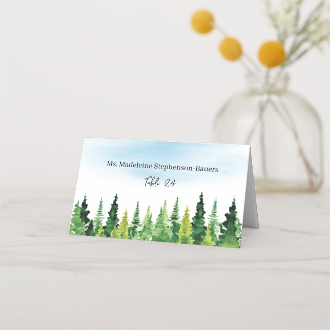 Rustic Mountain Wedding Place Card (Front)