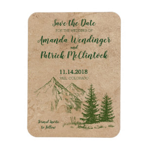 Rustic Mountain Wedding Save the Date Magnets