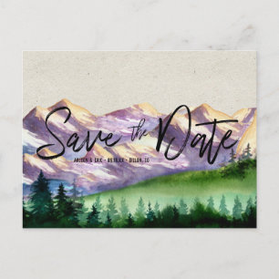 Rustic Mountain Wedding Save the Date Postcard