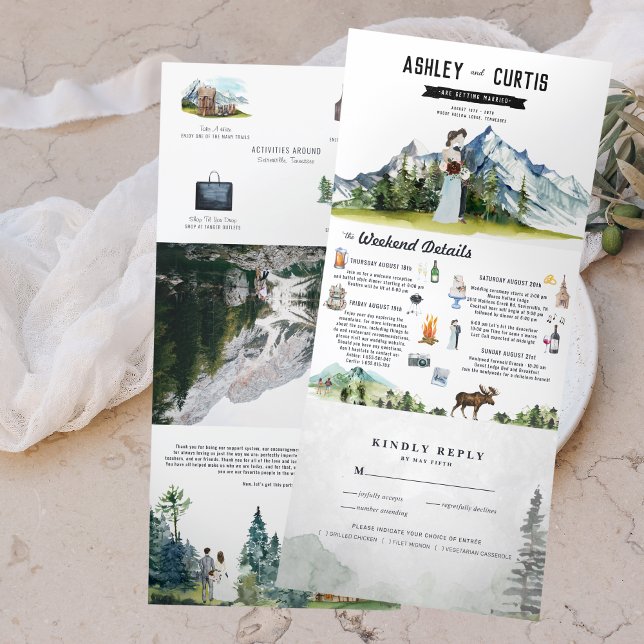 Rustic Mountain Wedding Tri-Fold Invitation (Creator Uploaded)
