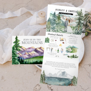 Rustic Mountain Wedding Tri-Fold Invitation