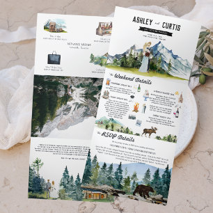 Rustic Mountain Wedding Tri-Fold Invitation