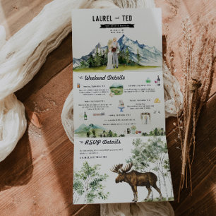 Rustic Mountain Wedding Tri-Fold Invitation