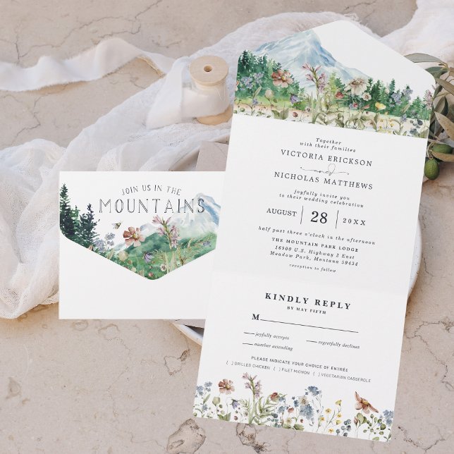 Rustic Mountain Wildflower | Boho Wedding All In One Invitation (Creator Uploaded)