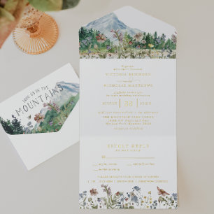 Rustic Mountain Wildflower   Boho Wedding  All In One Invitation