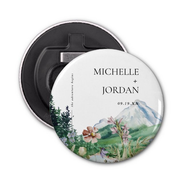 Rustic Mountain Wildflower | Boho Wedding  Bottle Opener (Front)