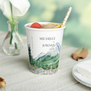 Rustic Mountain Wildflower Boho Wedding Paper Cups
