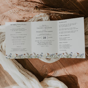 Rustic Mountain Wildflower   Boho Wedding Tri-Fold Invitation
