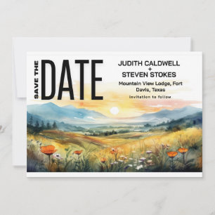 Rustic Mountain & Wildflower  Save The Date