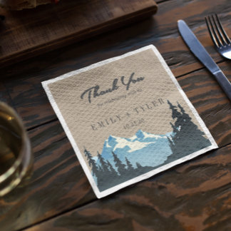 Rustic Mountain Woodland Forest Wedding Custom Napkin