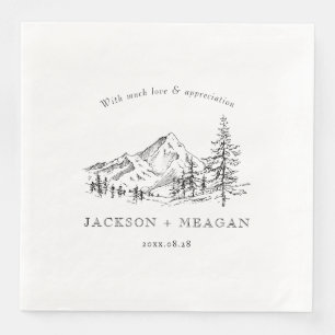 Rustic Mountain Woodland Wedding Paper Napkins