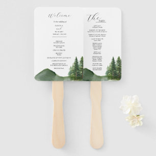 Rustic Mountain Woodland  Wedding Program Card Hand Fan