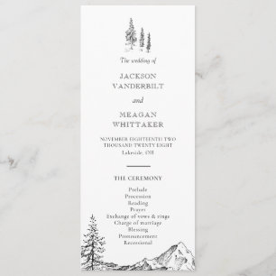 Rustic Mountain Woodland Wedding Program Programme