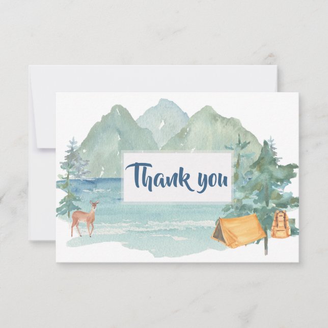 Rustic Mountains Adventure 50th Birthday Thank You Card (Front)