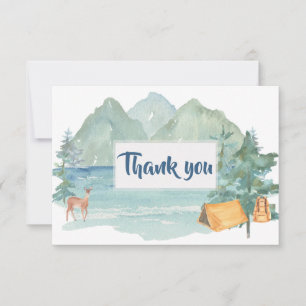 Rustic Mountains Adventure 50th Birthday Thank You Card