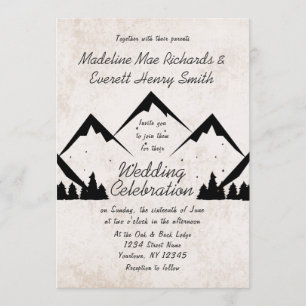 Rustic Mountains and Pine Trees Wedding Invitation