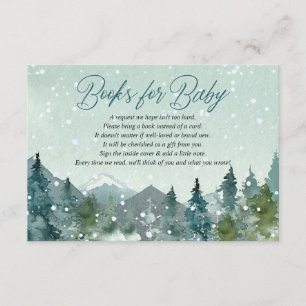 Rustic mountains and snow winter books for baby en enclosure card