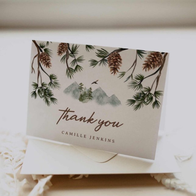 Rustic Mountains Boy Baby Shower Thank You Card (Woodland Forest Baby Shower Thank you card)