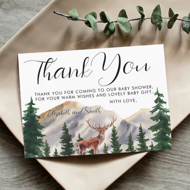 Rustic Mountains Deer Baby Shower Thank You (Creator Uploaded)