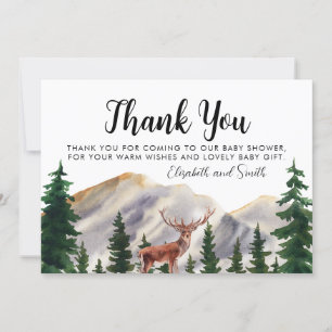 Rustic Mountains Deer Baby Shower Thank You