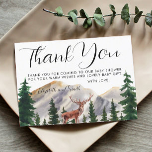 Rustic Mountains Deer Baby Shower Thank You Card