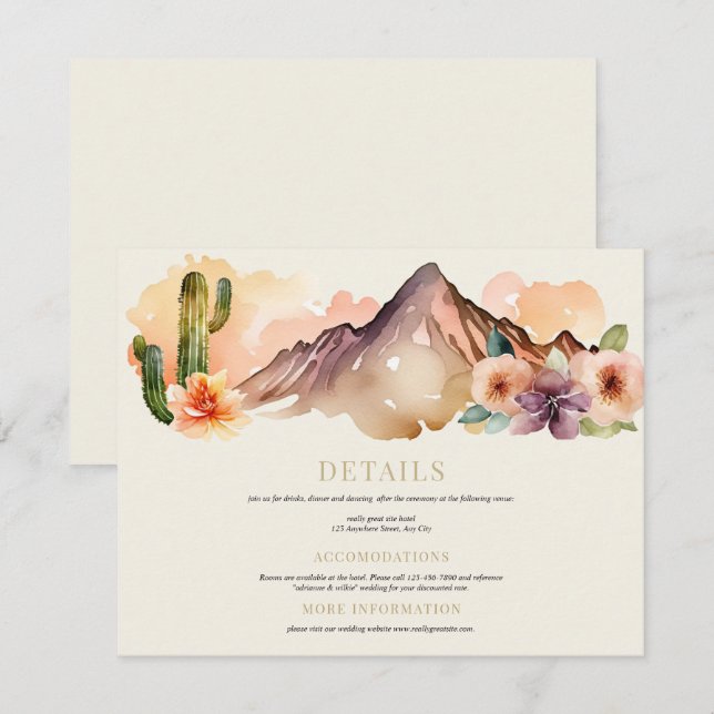 Rustic Mountains | Desert Wedding Enclosure Card (Front/Back)