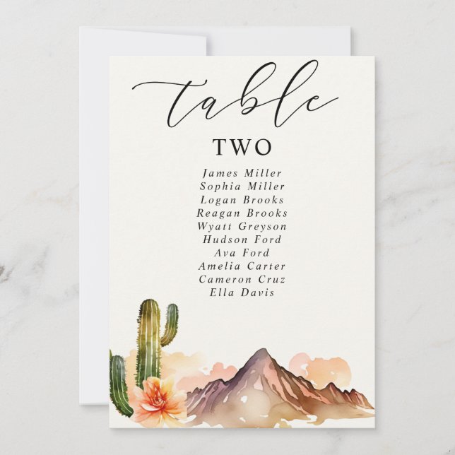 Rustic Mountains | Desert Wedding Table Number (Front)